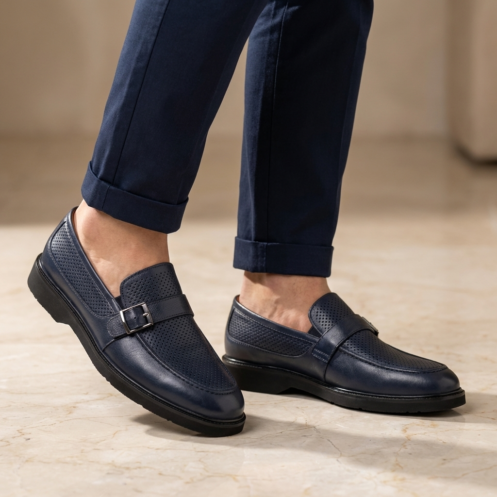 Mocassin à boucle simple perforé