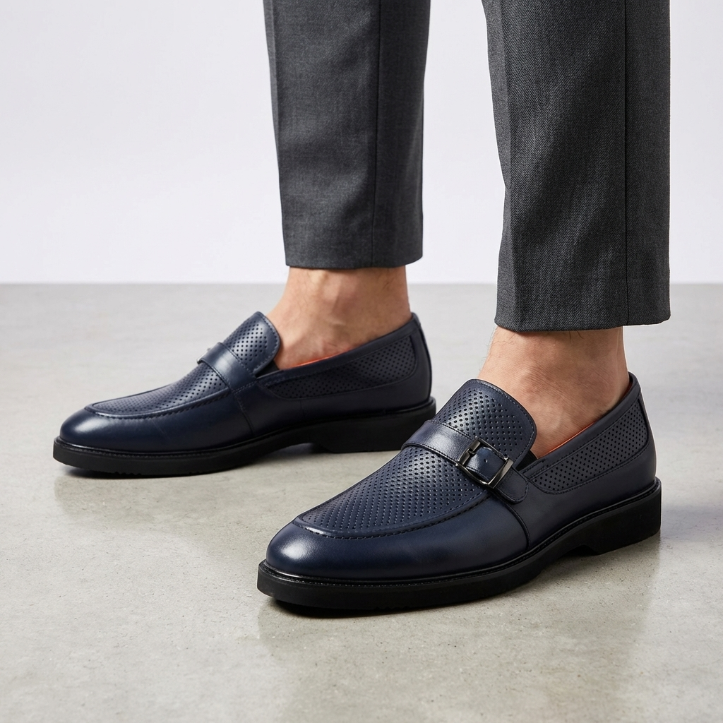 Mocassin à boucle simple perforé