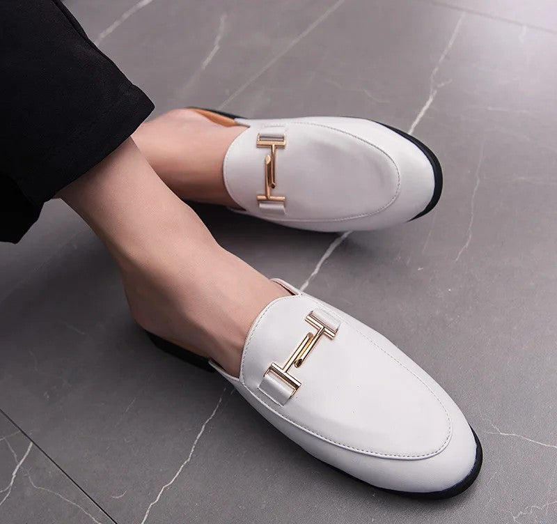 Mules mi-mollet  en cuir noir de luxe