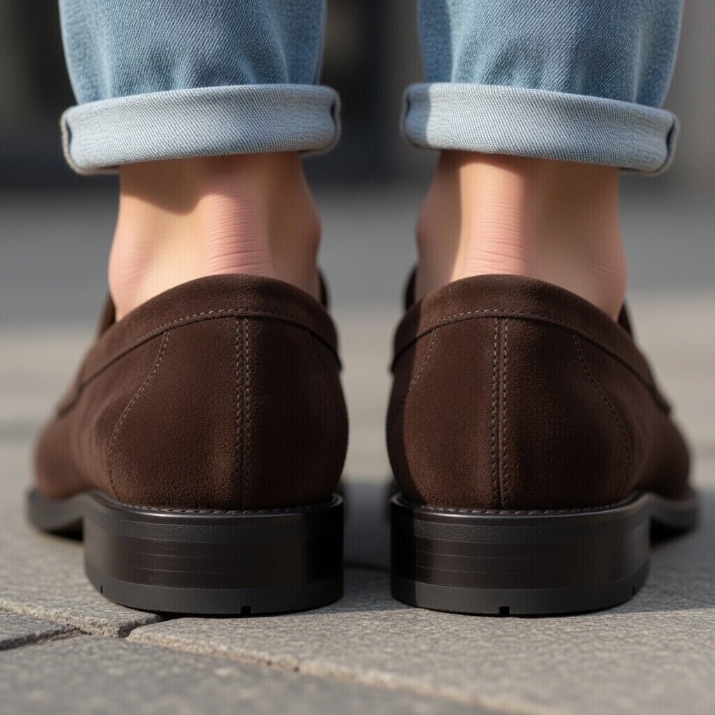 Mocassin penny en daim marron foncé 