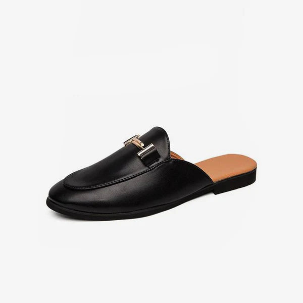 Mules mi-mollet  en cuir noir de luxe