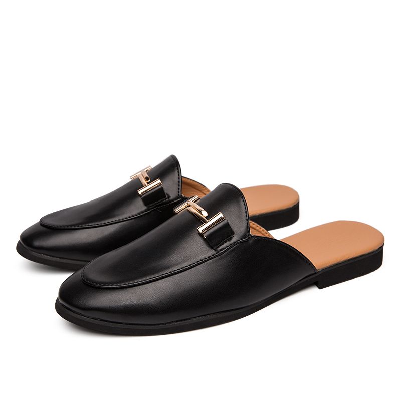 Mules mi-mollet  en cuir noir de luxe