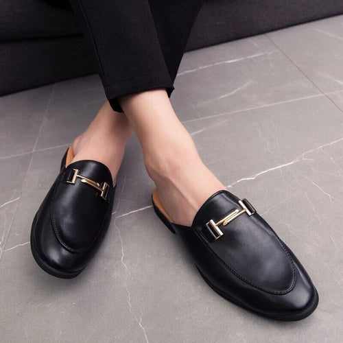 Mules mi-mollet  en cuir noir de luxe